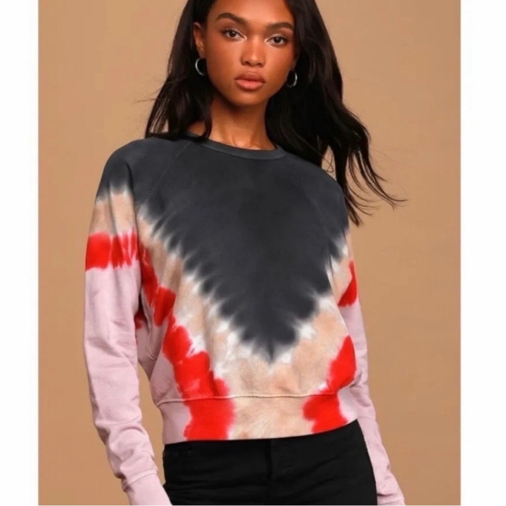 Daydreamer Multi-Color Tie-Dye Boho Hippie Fitted Casual Athleisure Sweatshirt